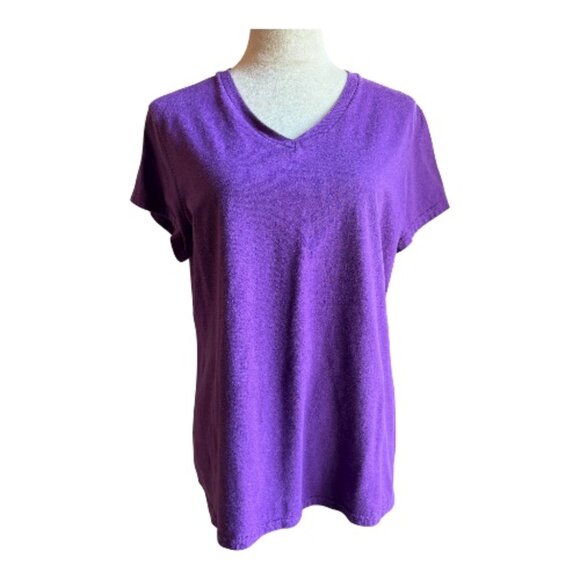 Champion Purple V-Neck T-Shirt XL Loose Fit Casual (2455-1) - Picture 1 of 3